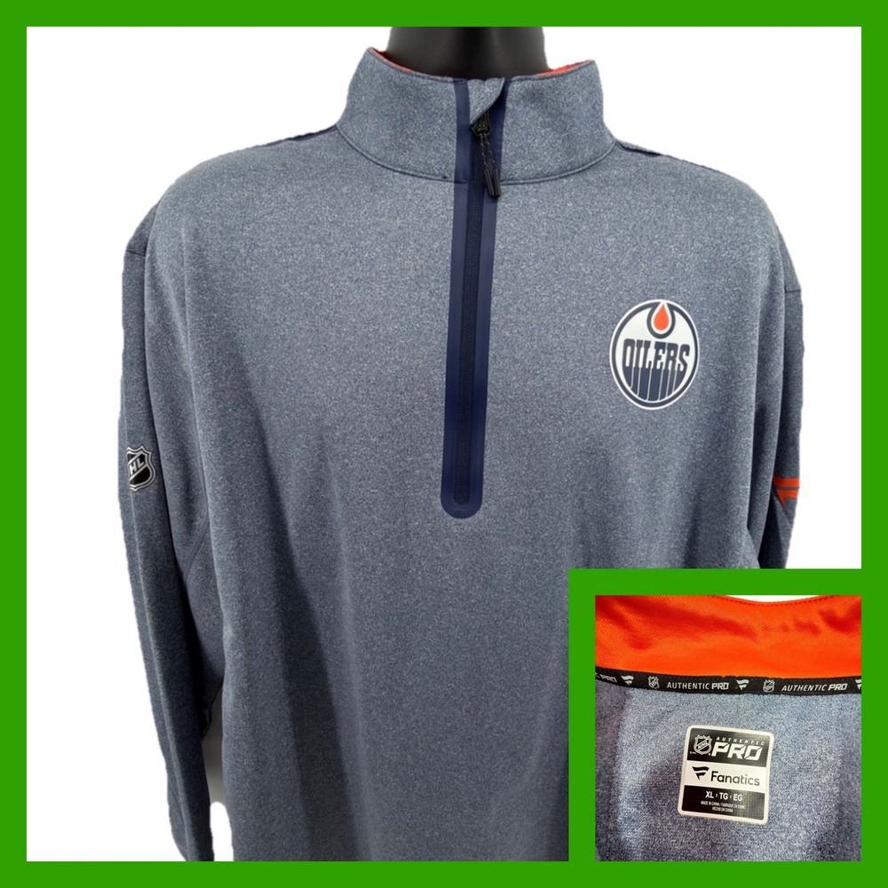 Edmonton Oilers Fanatics Authentic Pro NHL Quarter Zip Pullover Mens XL Blue F20